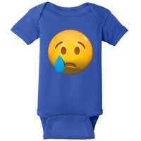 Sad Face Emoji Crying Tear Drop Baby Bodysuit