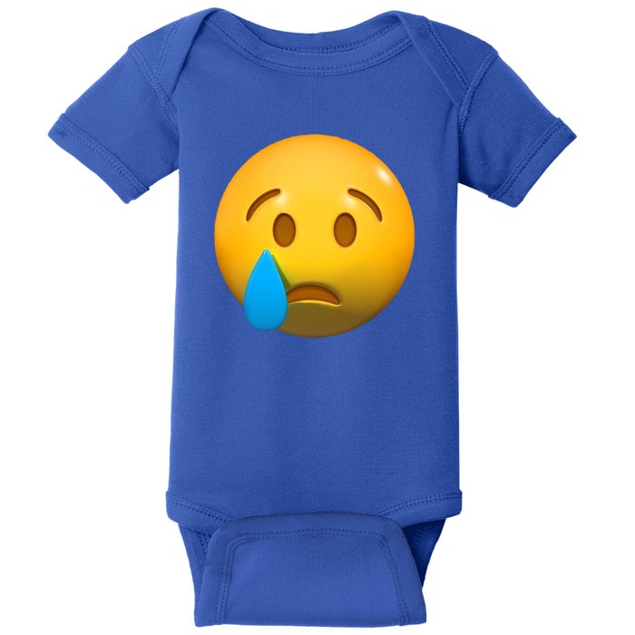 Sad Face Emoji Crying Tear Drop Baby Bodysuit