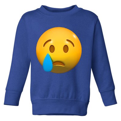 Sad Face Emoji Crying Tear Drop Toddler Sweatshirt