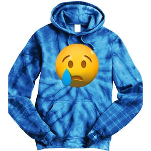 Sad Face Emoji Crying Tear Drop Tie Dye Hoodie