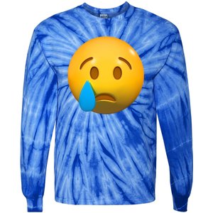 Sad Face Emoji Crying Tear Drop Tie-Dye Long Sleeve Shirt