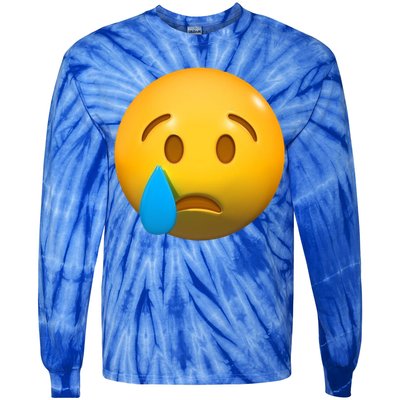 Sad Face Emoji Crying Tear Drop Tie-Dye Long Sleeve Shirt