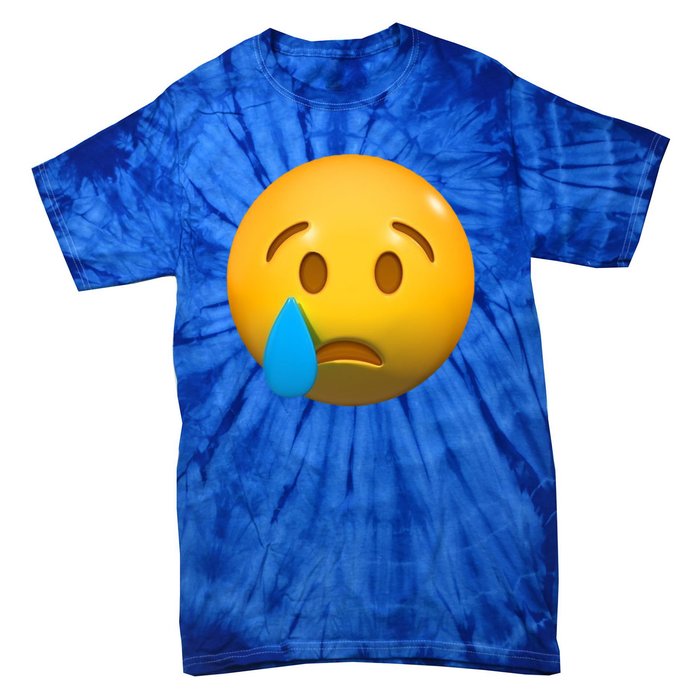 Sad Face Emoji Crying Tear Drop Tie-Dye T-Shirt