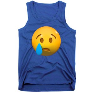 Sad Face Emoji Crying Tear Drop Tank Top