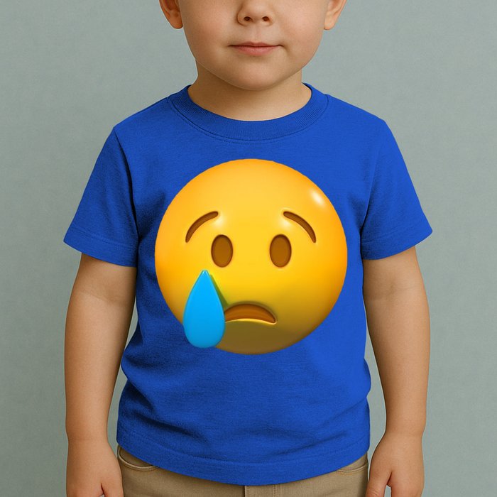 Sad Face Emoji Crying Tear Drop Toddler T-Shirt