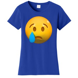 Sad Face Emoji Crying Tear Drop Women's T-Shirt