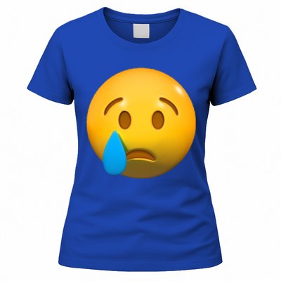 Sad Face Emoji Crying Tear Drop Women's T-Shirt