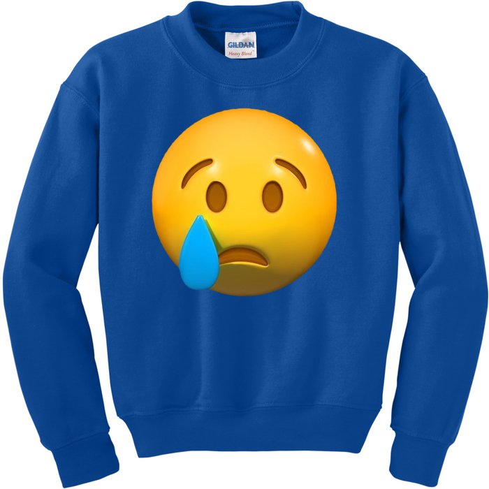 Sad Face Emoji Crying Tear Drop Kids Sweatshirt