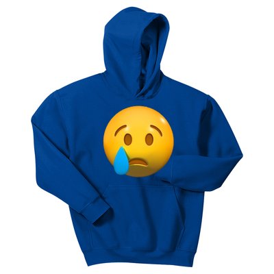 Sad Face Emoji Crying Tear Drop Kids Hoodie