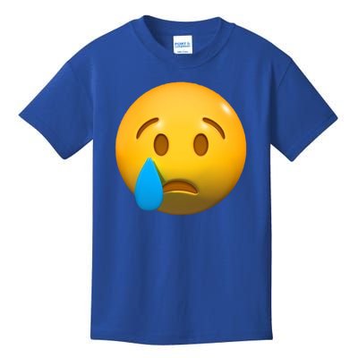 Sad Face Emoji Crying Tear Drop Kids T-Shirt