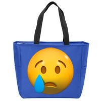 Sad Face Emoji Crying Tear Drop Zip Tote Bag