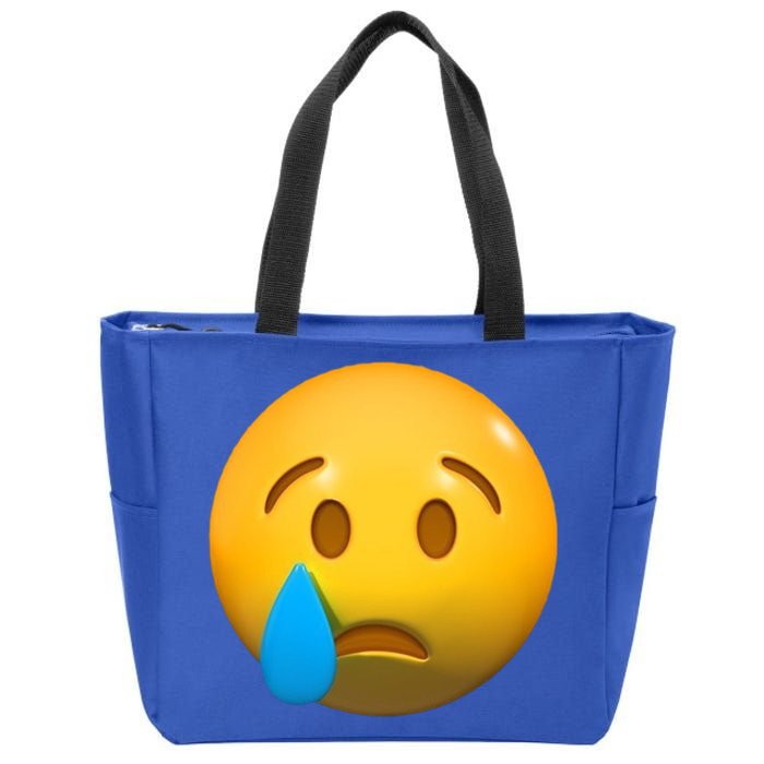 Sad Face Emoji Crying Tear Drop Zip Tote Bag