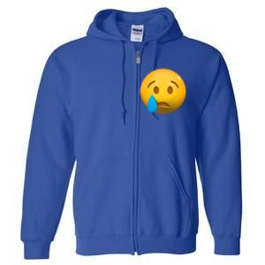 Sad Face Emoji Crying Tear Drop Full Zip Hoodie