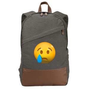 Sad Face Emoji Crying Tear Drop Cotton Canvas Backpack