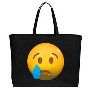 Sad Face Emoji Crying Tear Drop Cotton Canvas Jumbo Tote