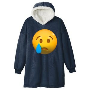 Sad Face Emoji Crying Tear Drop Hooded Wearable Blanket