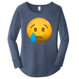 Sad Face Emoji Crying Tear Drop Women's Perfect Tri Tunic Long Sleeve Shirt