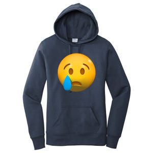 Sad Face Emoji Crying Tear Drop Women's Pullover Hoodie