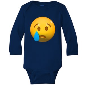 Sad Face Emoji Crying Tear Drop Baby Long Sleeve Bodysuit