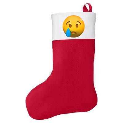 Sad Face Emoji Crying Tear Drop Felt Holiday Christmas Stocking