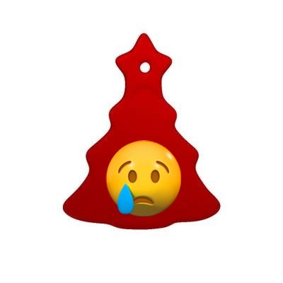 Sad Face Emoji Crying Tear Drop Ceramic Tree Ornament