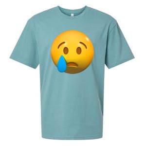 Sad Face Emoji Crying Tear Drop Sueded Cloud Jersey T-Shirt