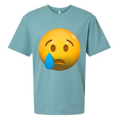 Sad Face Emoji Crying Tear Drop Sueded Cloud Jersey T-Shirt