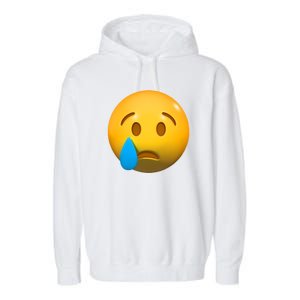 Sad Face Emoji Crying Tear Drop Garment-Dyed Fleece Hoodie