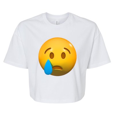 Sad Face Emoji Crying Tear Drop Bella+Canvas Jersey Crop Tee