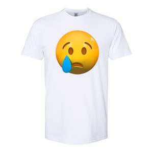 Sad Face Emoji Crying Tear Drop Softstyle CVC T-Shirt