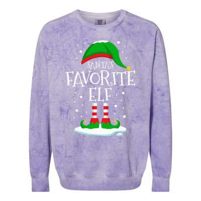 SantaS Favorite Elf Christmas Family Matching Xmas Funny Colorblast Crewneck Sweatshirt