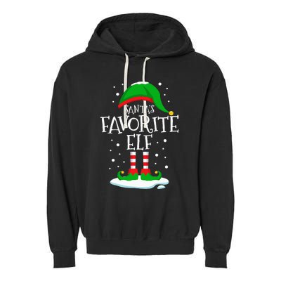 SantaS Favorite Elf Christmas Family Matching Xmas Funny Garment-Dyed Fleece Hoodie