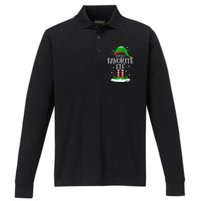 SantaS Favorite Elf Christmas Family Matching Xmas Funny Performance Long Sleeve Polo