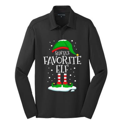 SantaS Favorite Elf Christmas Family Matching Xmas Funny Silk Touch Performance Long Sleeve Polo