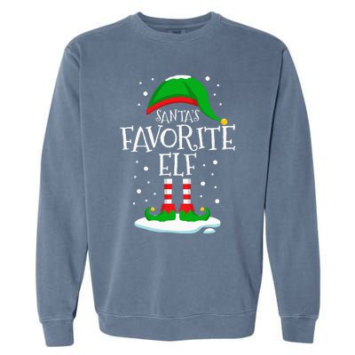 SantaS Favorite Elf Christmas Family Matching Xmas Funny Garment-Dyed Sweatshirt