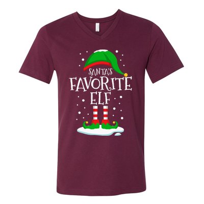 SantaS Favorite Elf Christmas Family Matching Xmas Funny V-Neck T-Shirt