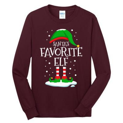 SantaS Favorite Elf Christmas Family Matching Xmas Funny Tall Long Sleeve T-Shirt