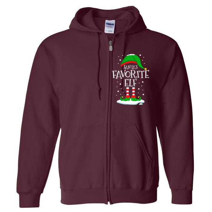 SantaS Favorite Elf Christmas Family Matching Xmas Funny Full Zip Hoodie