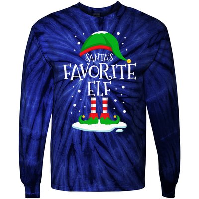 SantaS Favorite Elf Christmas Family Matching Xmas Funny Tie-Dye Long Sleeve Shirt