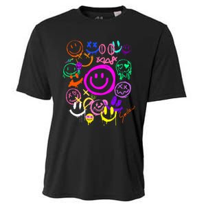 Smile Face Emoticons Fun Vivid Graffiti Smileys Graphic Cooling Performance Crew T-Shirt