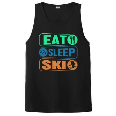 Skiing Funny Eat Sleep Ski Expert Snow Lover Skier Graphic Gift PosiCharge Competitor Tank