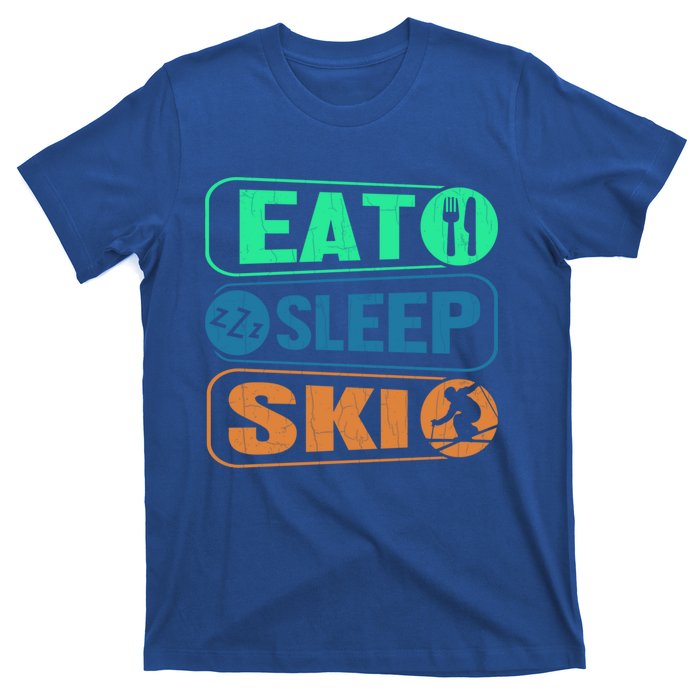 Skiing Funny Eat Sleep Ski Expert Snow Lover Skier Graphic Gift T-Shirt