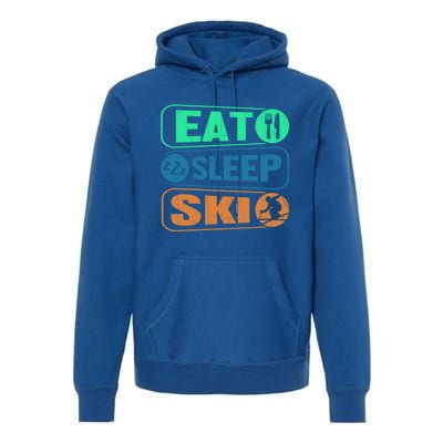 Skiing Funny Eat Sleep Ski Expert Snow Lover Skier Graphic Gift Premium Hoodie