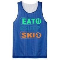 Skiing Funny Eat Sleep Ski Expert Snow Lover Skier Graphic Gift Mesh Reversible Basketball Jersey Tank