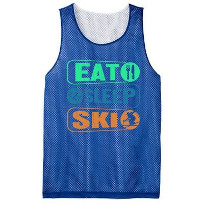 Skiing Funny Eat Sleep Ski Expert Snow Lover Skier Graphic Gift Mesh Reversible Basketball Jersey Tank