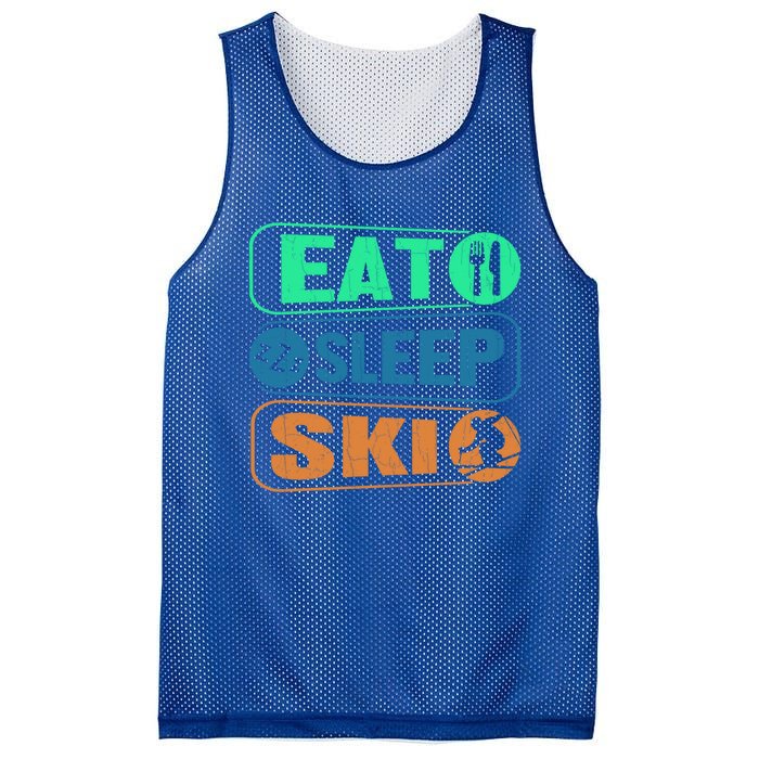 Skiing Funny Eat Sleep Ski Expert Snow Lover Skier Graphic Gift Mesh Reversible Basketball Jersey Tank