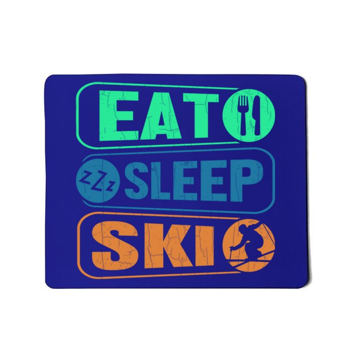 Skiing Funny Eat Sleep Ski Expert Snow Lover Skier Graphic Gift Mousepad