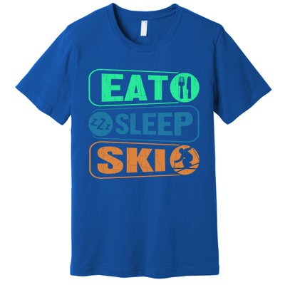 Skiing Funny Eat Sleep Ski Expert Snow Lover Skier Graphic Gift Premium T-Shirt