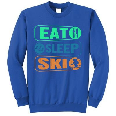 Skiing Funny Eat Sleep Ski Expert Snow Lover Skier Graphic Gift Tall Sweatshirt