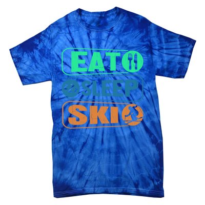 Skiing Funny Eat Sleep Ski Expert Snow Lover Skier Graphic Gift Tie-Dye T-Shirt